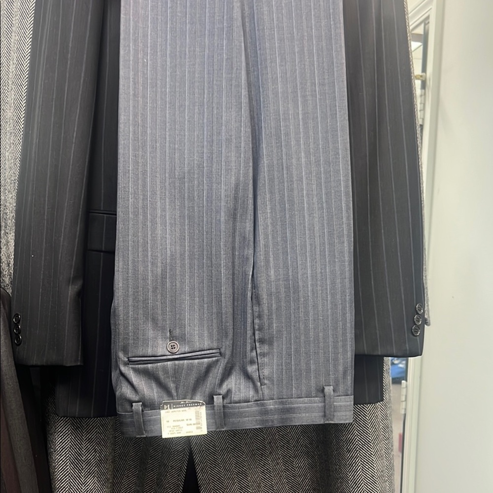 Hickey Freeman Gray Formal Trousers with Tailored Fit